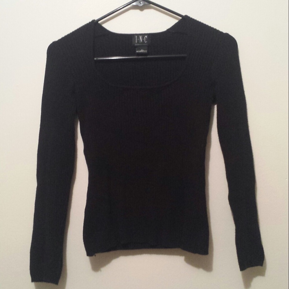 Inc black ribbed sweater top